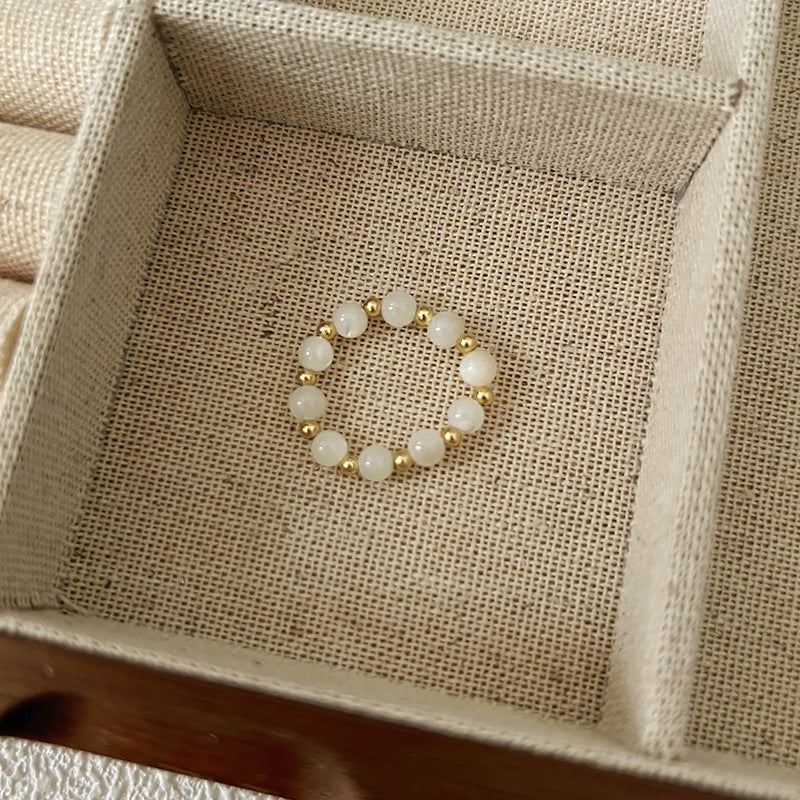 Color Crystal Beaded Ring Niche Design High-grade Finger Ring Light Luxury Elegant All-match Ring Accessories