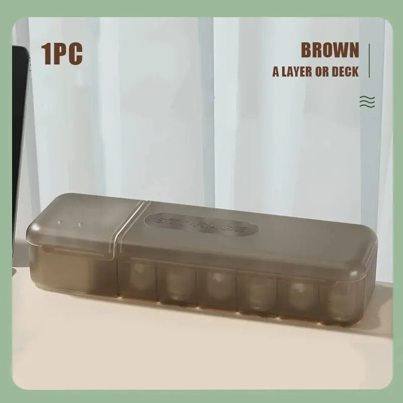 Data Cable Storage Box Double Open Lid Plastic 7 slots Dustproof Charger Plug Desktop Cable Box Hub Ornaments Home Storage Tools