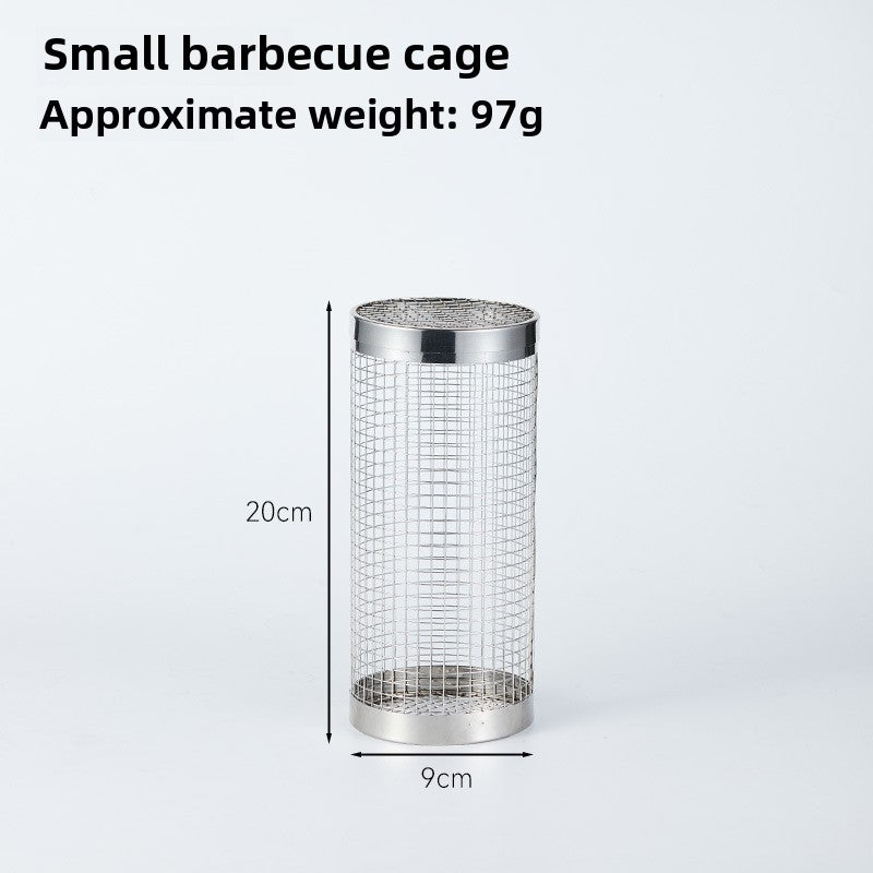 Stainless Steel BBQ Grill Net Tube Outdoor BBQ Cage Rolling BBQ Tube Cylindrical BBQ Net Meat Roasting Cylinder