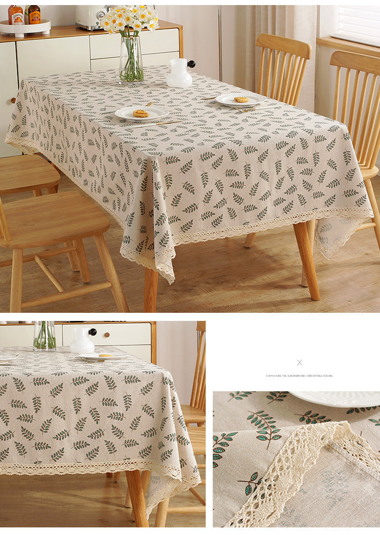 Fresh Cotton and Linen Plaid Tablecloth Coffee Table Dining Table Kindergarten Student Lace Cloth Art Square Picnic Tablecloth