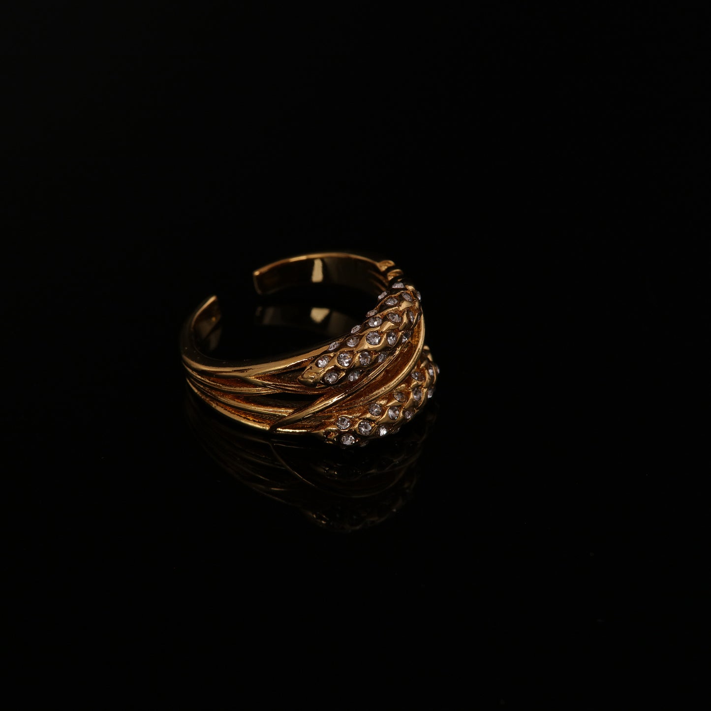 Fashion Light Luxury Niche Qingdao Factory Wholesale Copper Plated Bright Gold Wheat Ear Diamond Ring