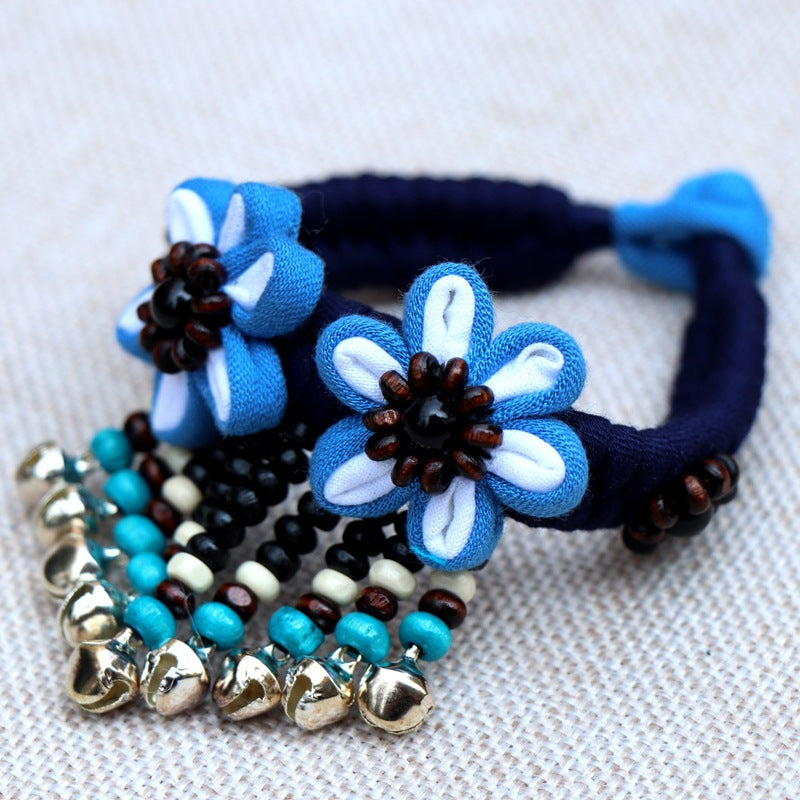 Blue Tie Dye Cloth Bracelet Dali Lijiang Hot Sale Hand-stitched Flower Fabric Bracelet Bracelet