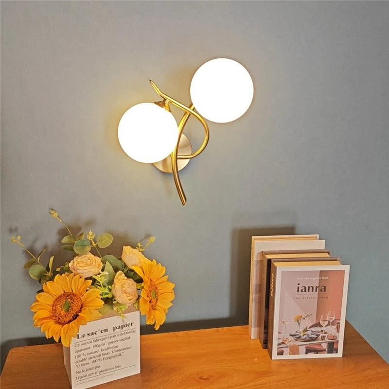 Nordic Modern Iron Wall Lamps LED Bedroom Bed Lamp Learning Corridor Room Indoor Wall Lights Glass Ball Decor Light Fixtures G9