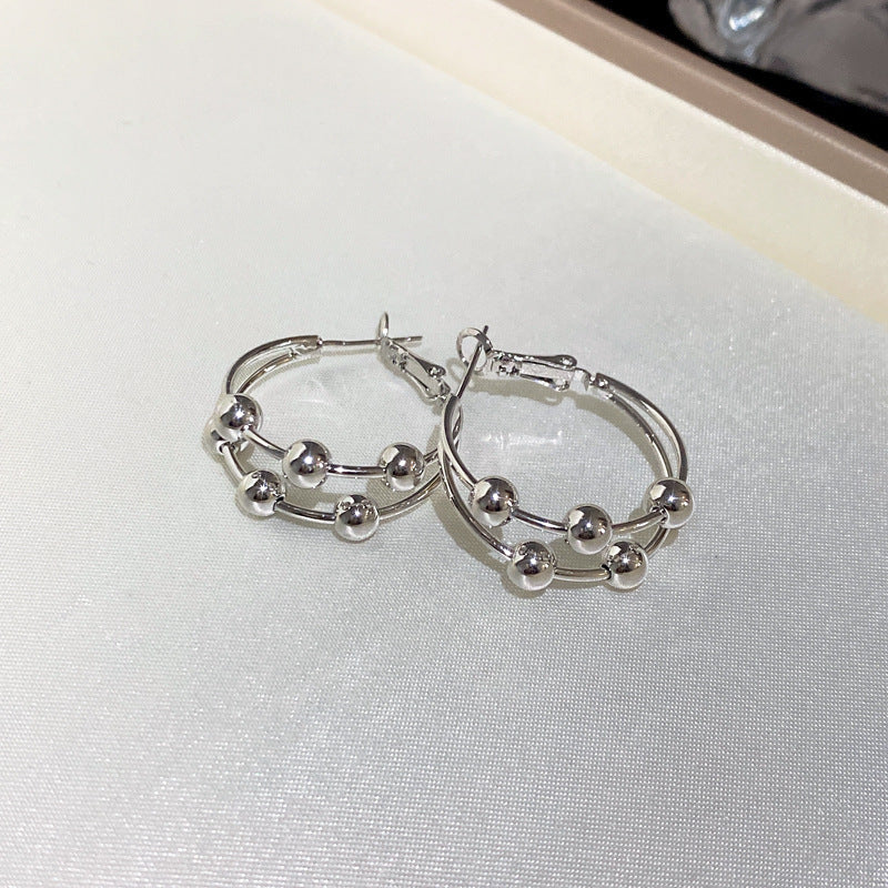 Metal Big Circle Earrings Women's Hong Kong Fashion Women's Ear Jewelry S925 Silver Needle