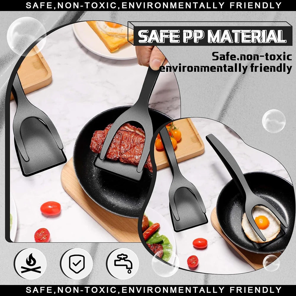 2 in 1 Grip Flip Spatula Clamp Egg Pancake Fish French Toast Omelette Making Non Stick Home Kitchen Cooking Turner Tool