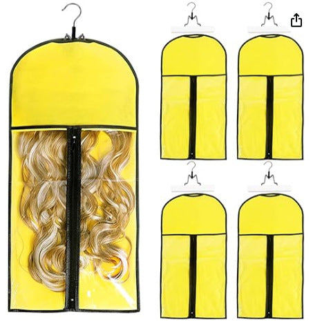 In Stock Thickened Zipper Portable Wig Dust Cover PVC Window Non-Woven Fabric Hang Clothes Storage Dustproof Bag Wholesale