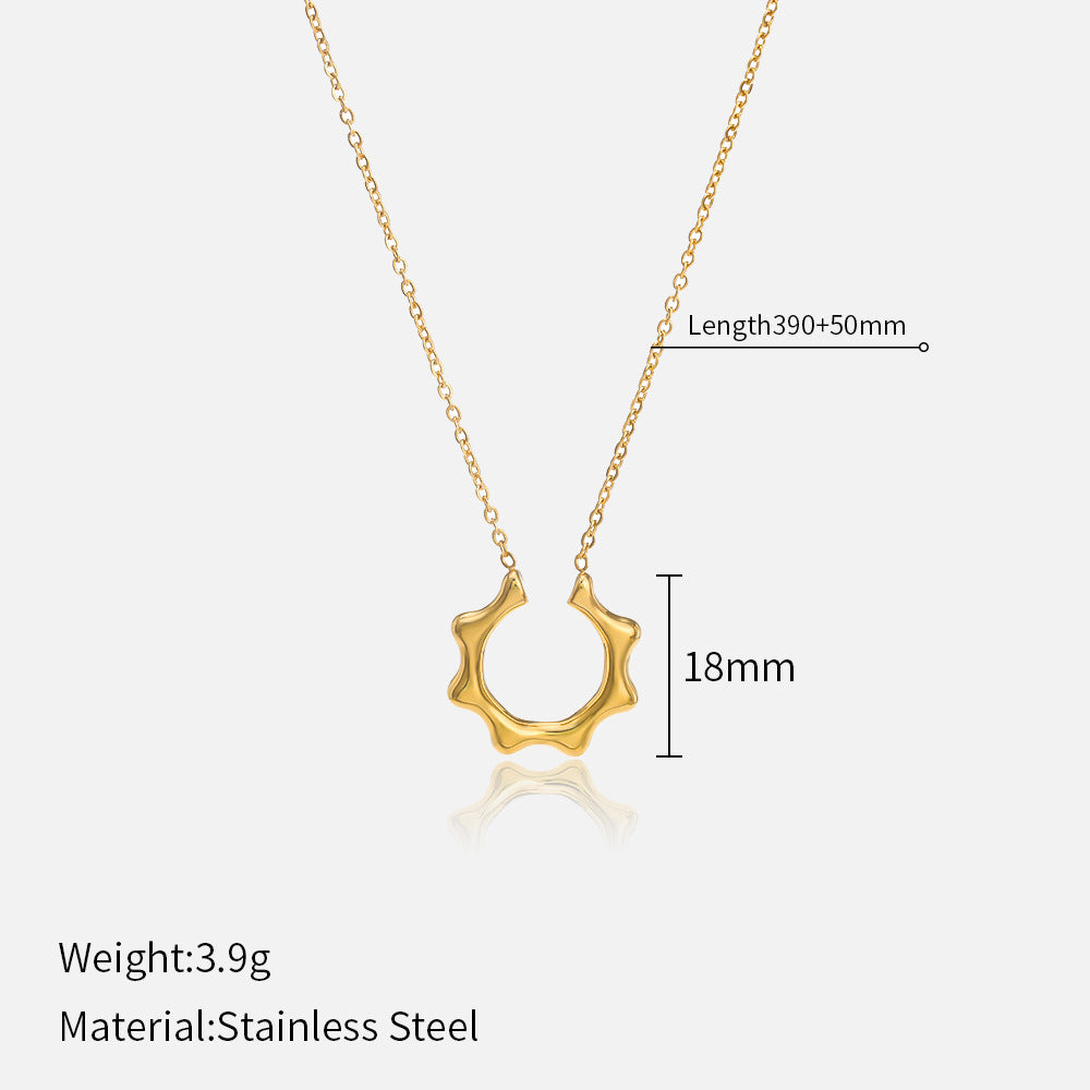 French Retro Braided Star Moon Stainless Steel Necklace Personality Fashion Women's Metal Pendant Titanium Steel Necklace