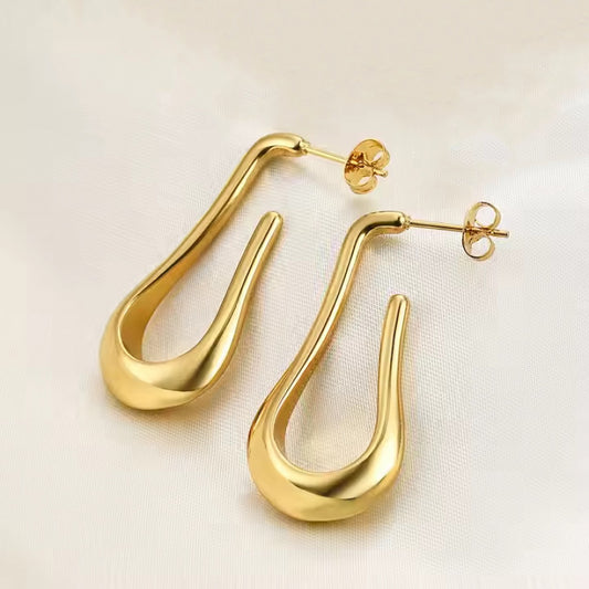 Minimalist Water Drop U-shaped Earrings Niche Design Elegant French Stud Earrings Women's Light Luxury High-end Cool Style