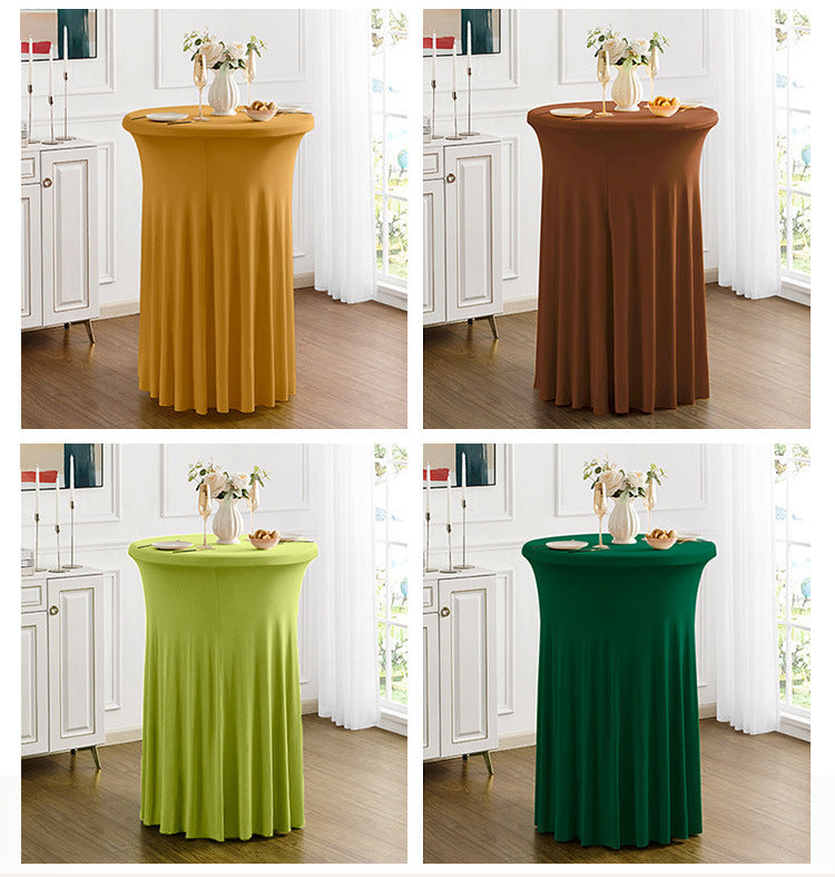 Elastic Tablecloth Cocktail Skirt Table Cover Banquet High Bar Round Elastic Cover
