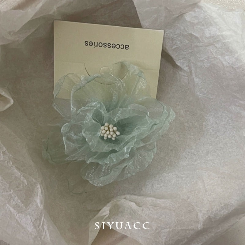 Vacation Organza Flower Hair Clip Travel Outing Hair Accessories Atmosphere Clip Duckbill Clip Hairpin Side Clip Hair Ornament