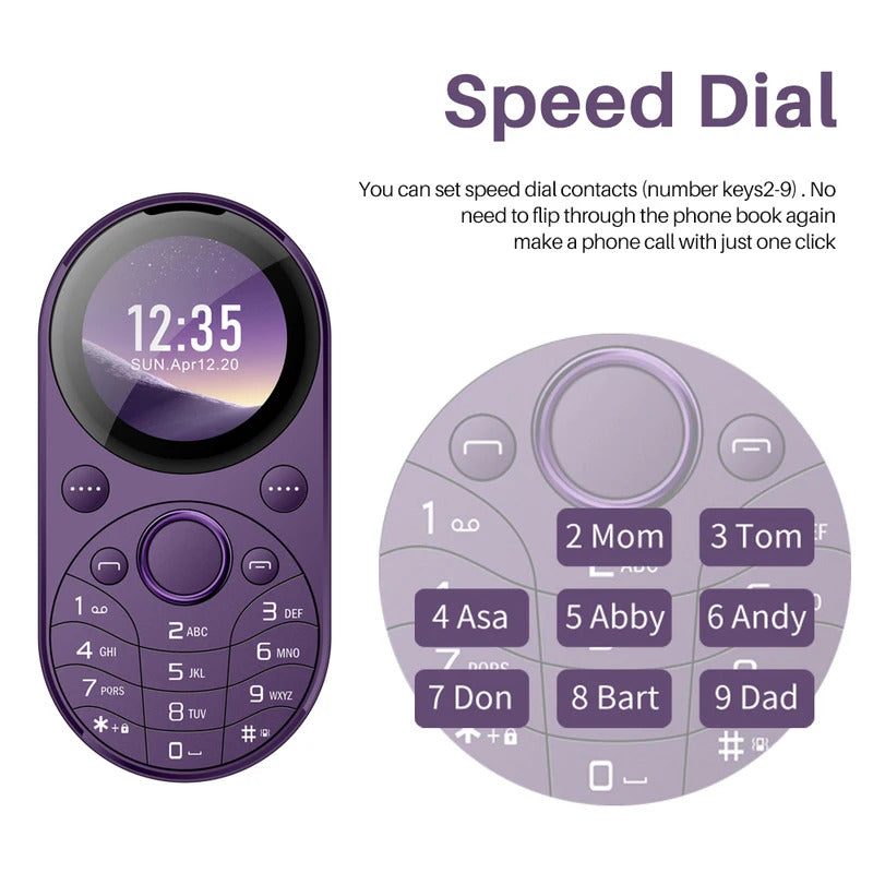 SERVO i15 Mini Circular Mobile Phone 1.39"Round Screen Magic Voice Speed Dial Blacklist Flashlight Oval Little Cellphone Type-C