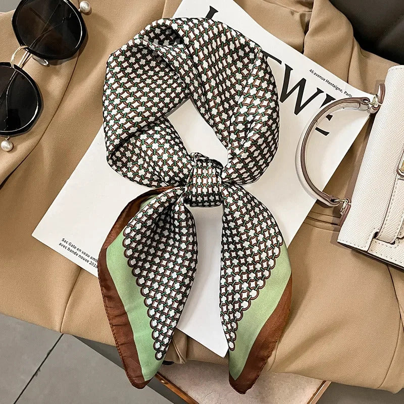 Luxury Design 70*70cm Horse Print Silk Square Scarf Women Soft Satin Hairband Neckerchief Office Hijab Headband Foulard Gift