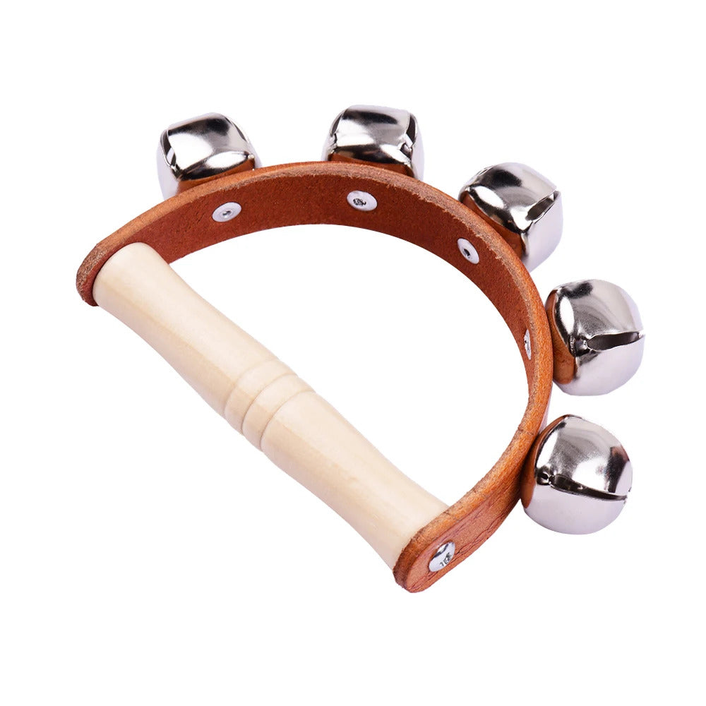 Handbell Hand Bells with 5pcs/7pcs Jingle Bells Wood Handle Musical Instrument Toy for Music Class