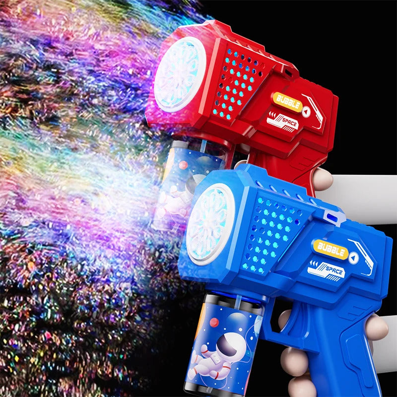 10 hole automatic bubble machine toy children's handheld space bubble gun electric light without battery bubble water