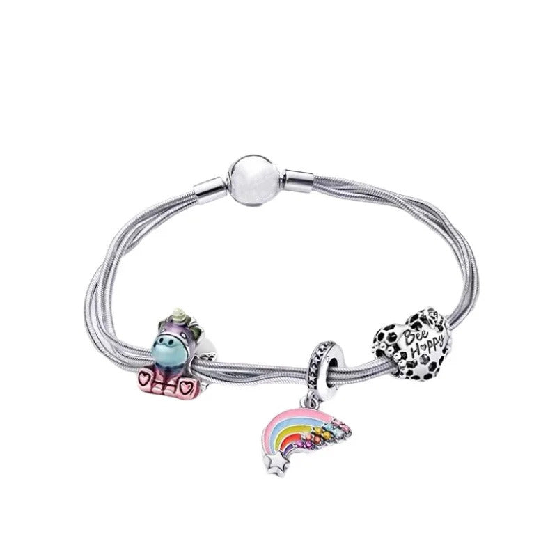 Luxurious 100%925 sterling silver original cute animal charm bead DIY set bracelet, high-end birthday gift jewelry for women