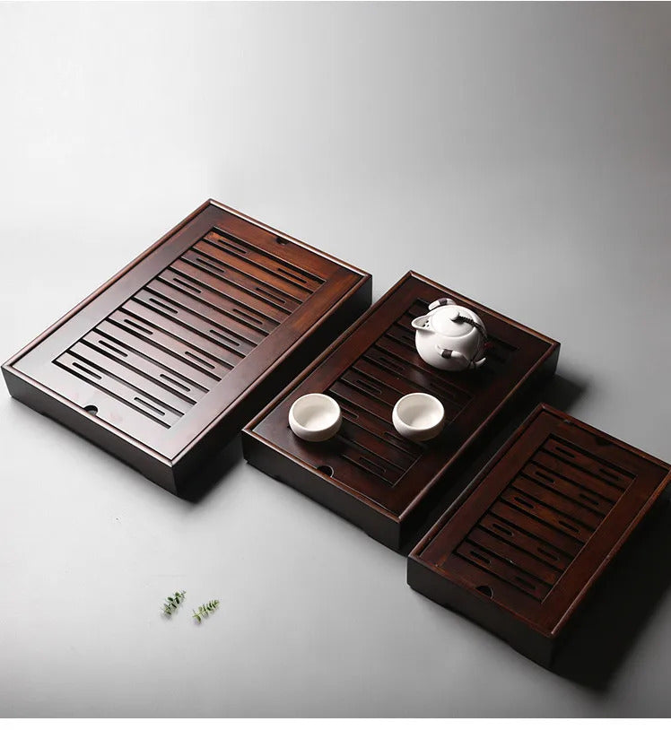 Large Capacity Water Storage Bamboo Tray Delicate Round Tea Board Chinese Tea Set Trays Decorative Traditional Tea Accessories