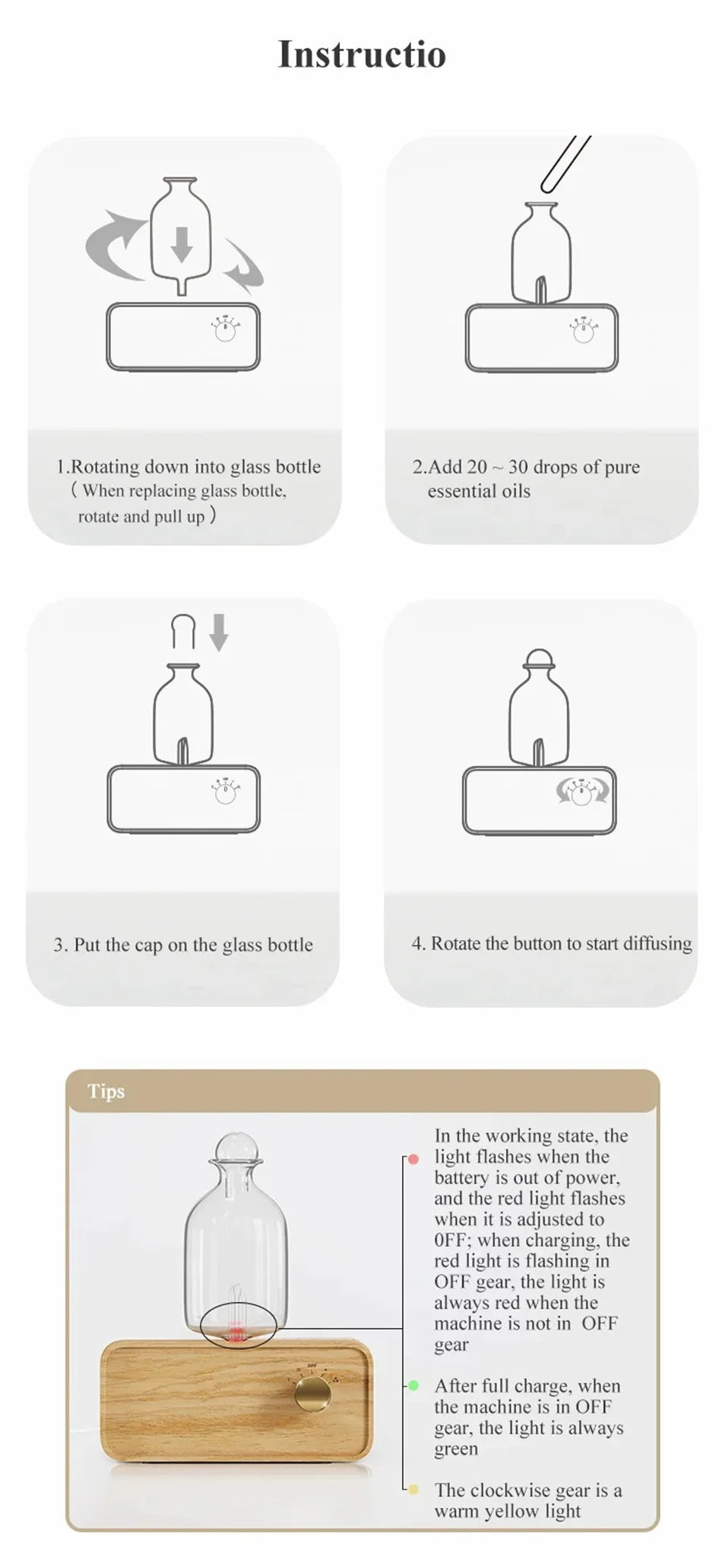 New Essential Oil Diffuser Waterless Operated Aromatherapy Diffuser for Home Office Wood and Glass Aroma Diffuser Scent Machine