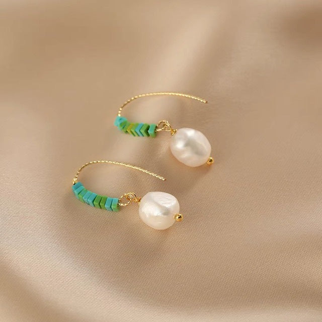 Turquoise Baroque Freshwater Pearl Bracelet Stacked Elegant Women's Bracelet