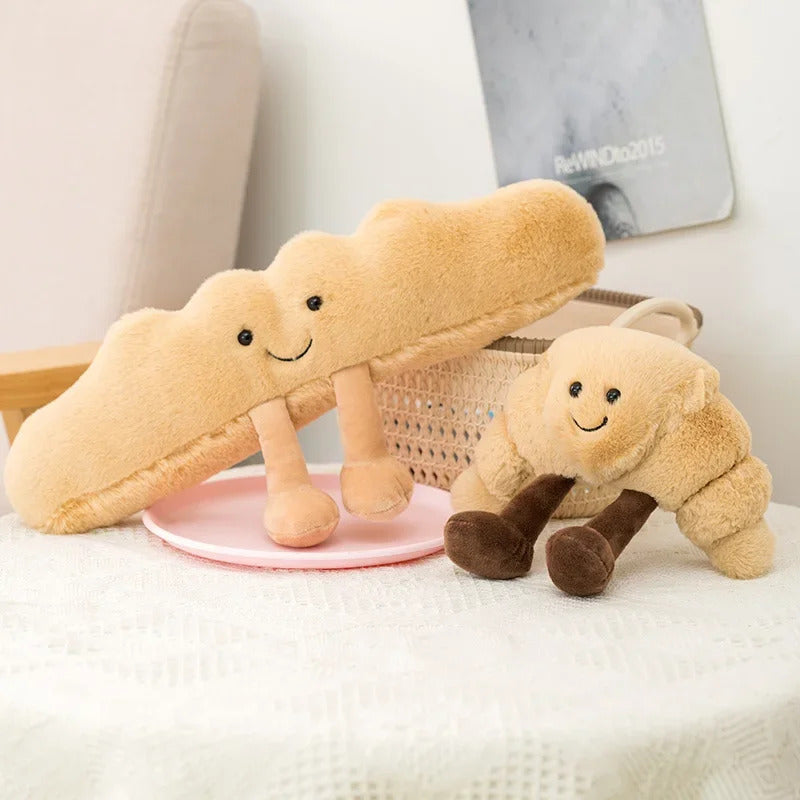 4 Size Cartoon Figure Pretzel Crossant Toast Bread Doll  Food Toy Stuffed Plush Decor Birthday Gifts