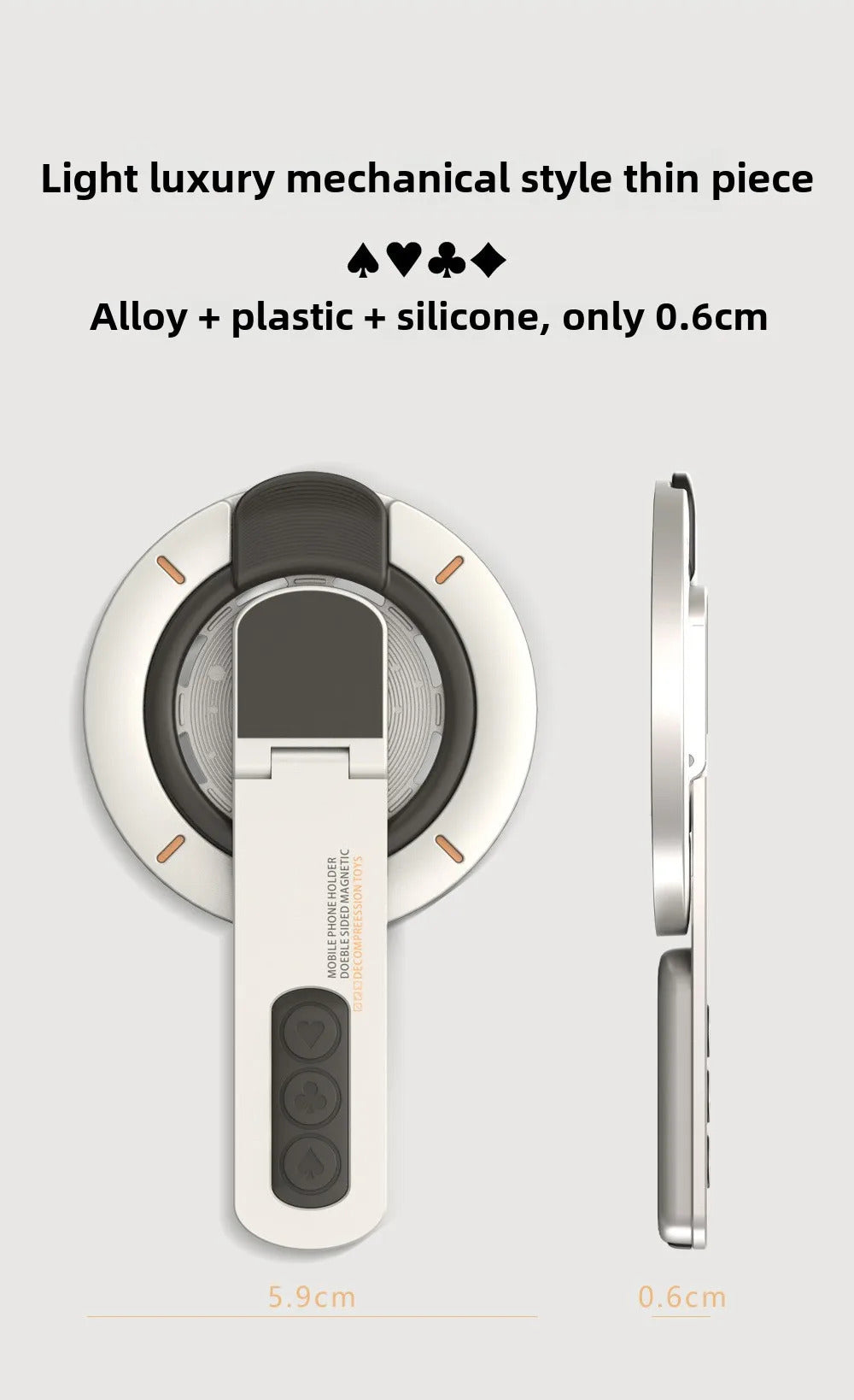 Double-sided Magnetic Luminous Mobile Phone Holder 360° Rotation Decompression Design Zinc Alloy Ultra-thin Portable