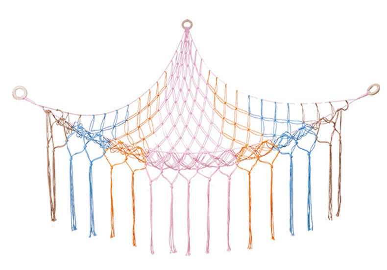 Handwoven Children's Room Corner Toy Storage Hammock Bedroom Decoration Triangle Plush Toy Storage Net
