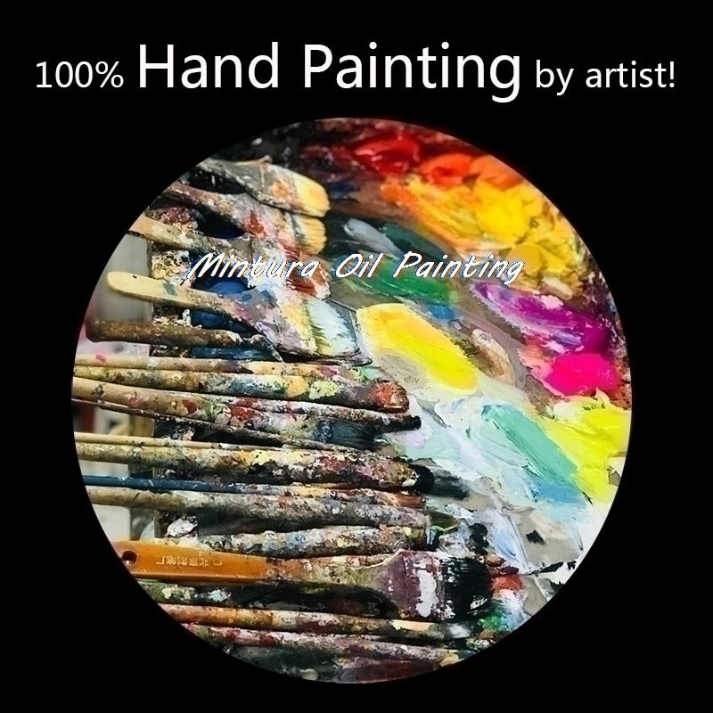 Mintura,100% Handmade Knife Graffiti Pink Red Heart Oil Painting on Canvas,Modern Abstract Wall Art Picture,Room Home Decoration