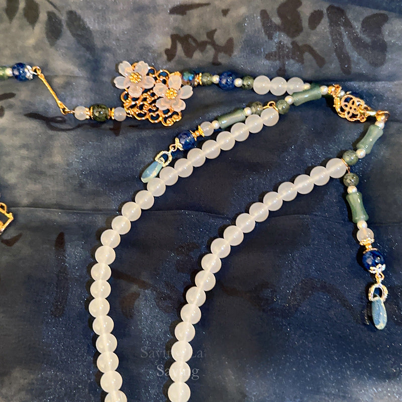 Ancient Style Hanfu Back Cloud Long Tassel Ming Dynasty Necklace New Chinese Style National Style Mamian Skirt Accessories