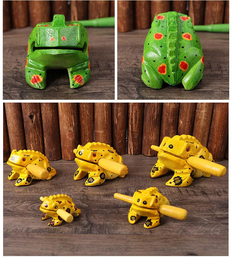 Colorful Wooden Frog Guiro Rasp,Handcrafted Wooden Frog Musical Instrument,African Wooden Frog Rasp Musical Instrument for Adult