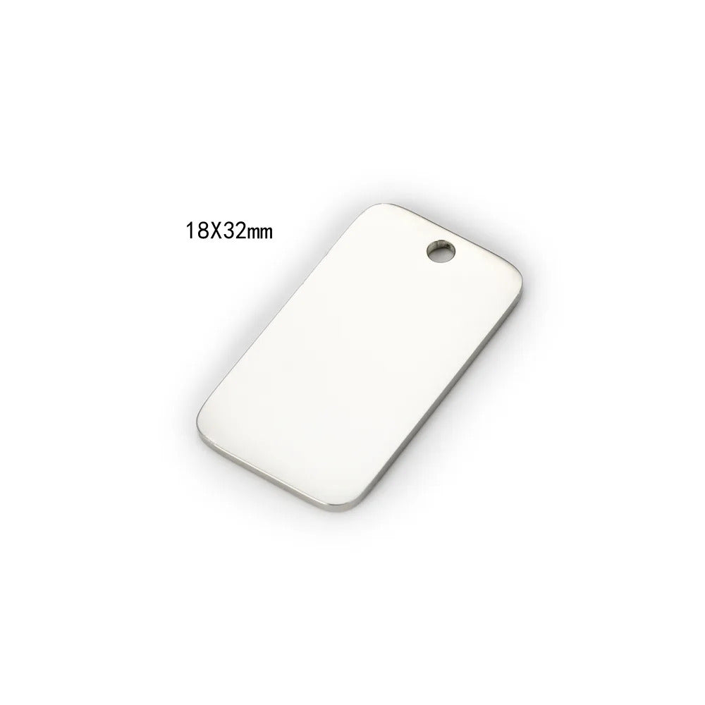 20pc stainless steel blank square charm rectangle pendant personalized customization DIY jewelry making