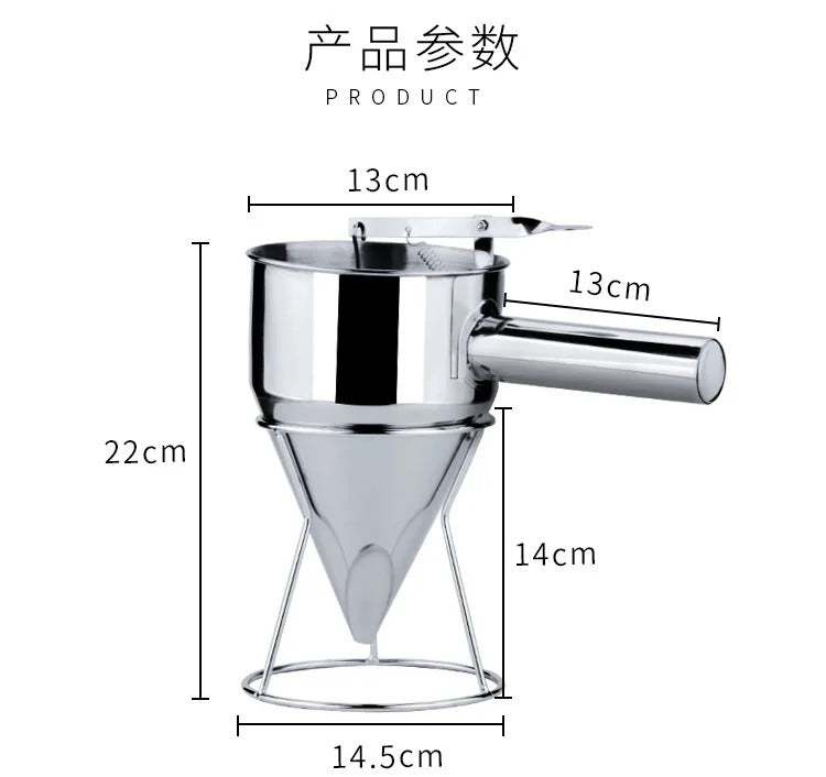 Steel Batter Dispenser with Rack Dough Funnel Cupcake Baking Dispenser Kitchen Tools