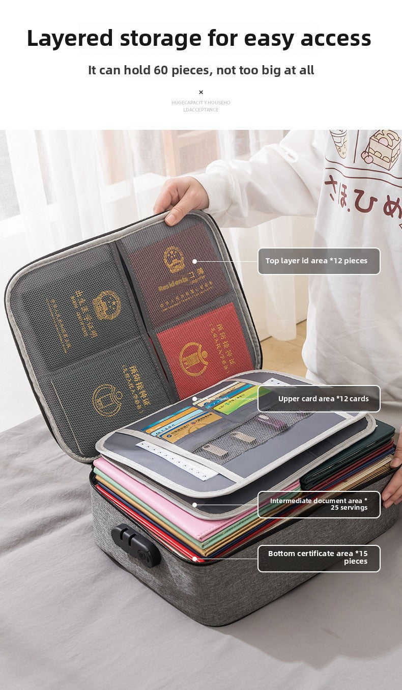Home Id Storage Bag Large Capacity Household Certificate Passport Card Pack Waterproof Folder File Organizer Storage Bags