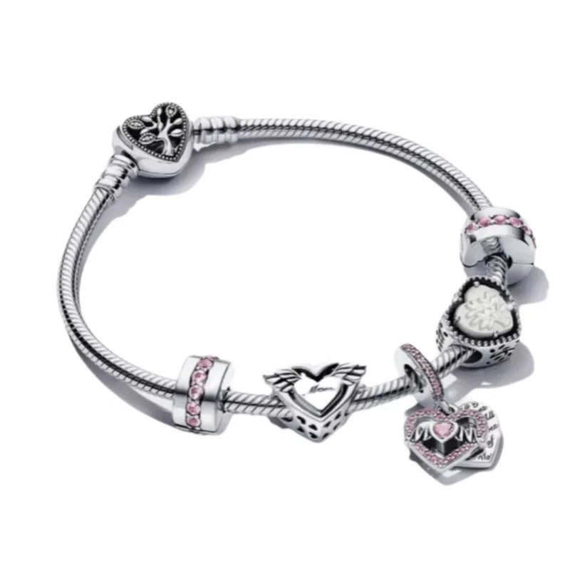 Luxurious 100%925 sterling silver original cute animal charm bead DIY set bracelet, high-end birthday gift jewelry for women