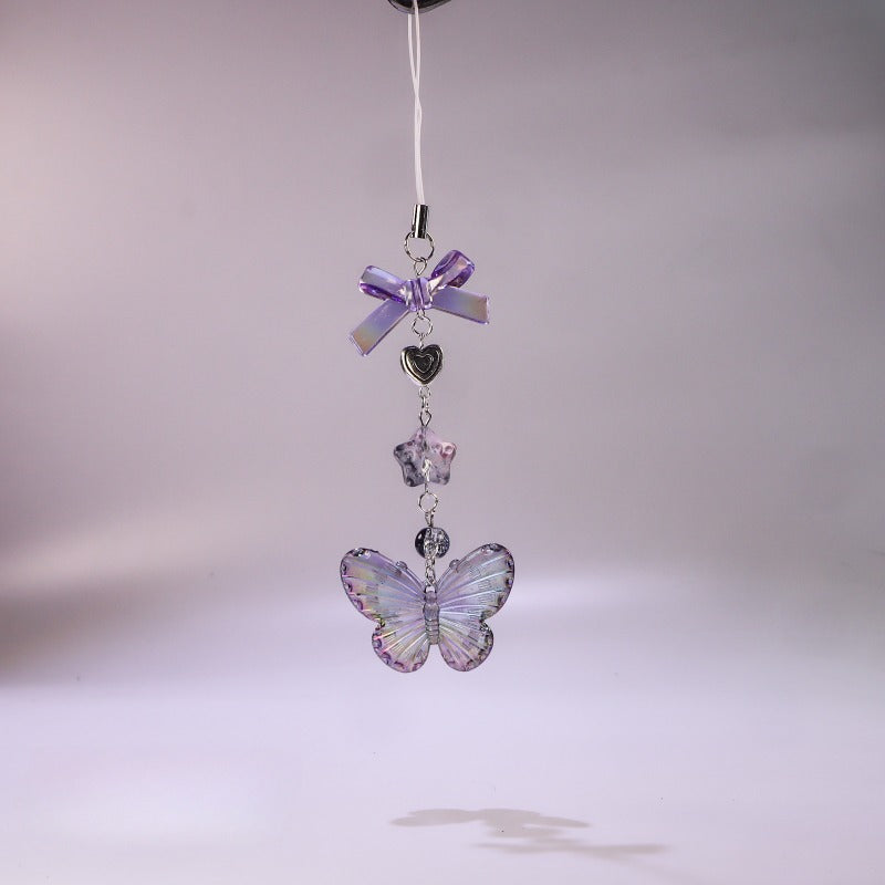Purple Phone Charms Pendant Cool Girl Sweet Girl Key Chain Accessories For iPhone XR Schoolbag Airpods Earphones Y2K Butterfly
