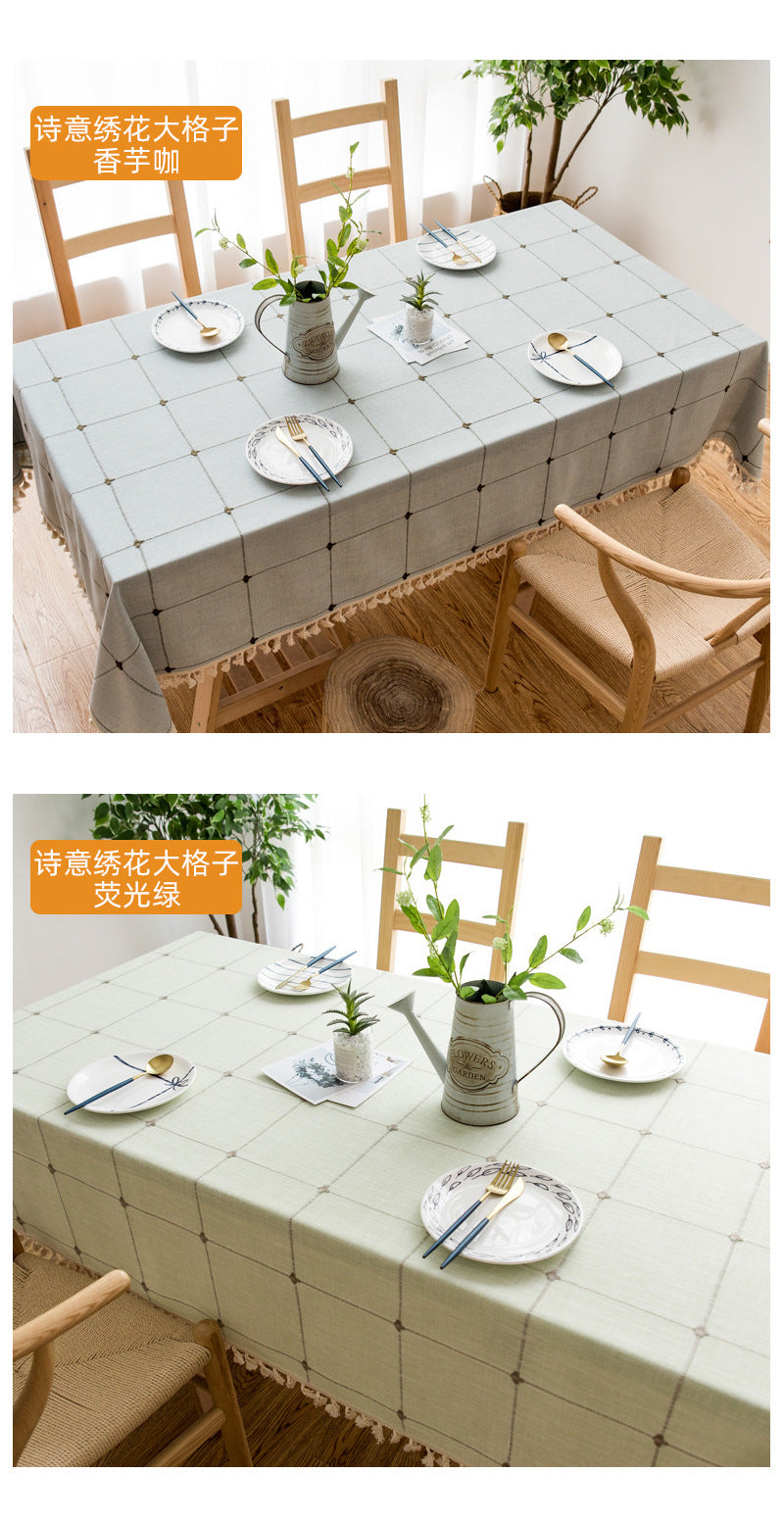 Cross-border INS Waterproof Tablecloth Home Use Imitation Cotton Linen Dining Tablecloth Modern Simple Tablecloth Table Mat Cover Towel Wholesale in Stock
