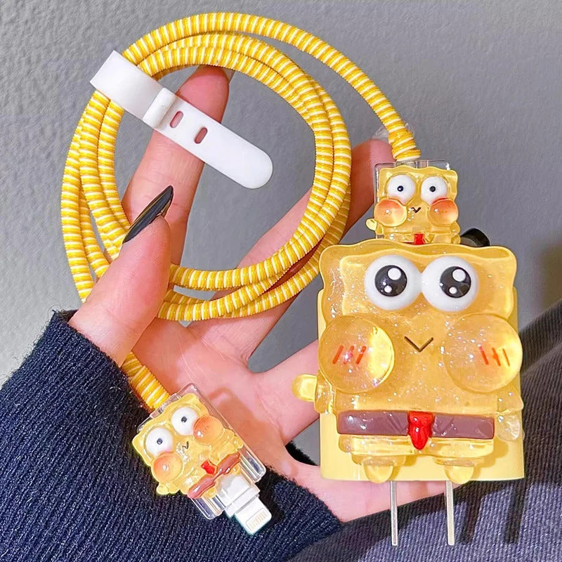 3D New Cable Charger Protection Case For IPhone 15 14 13 Pro Max 18W 20W Original Charger Cable Data Line Wire Spiral Protector