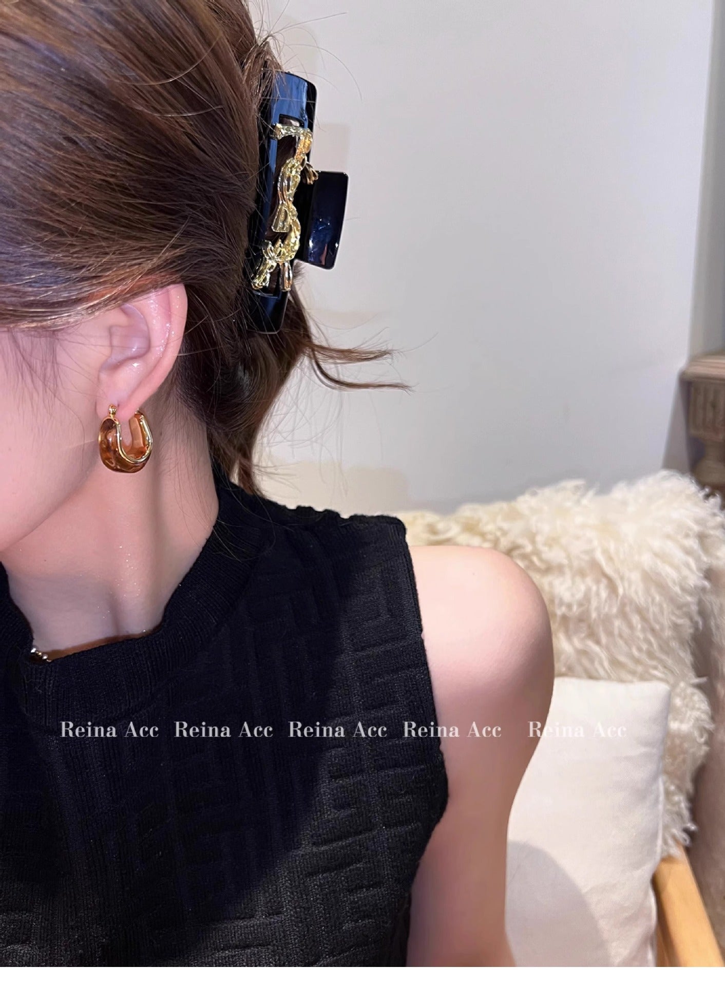 Maillard Earrings Earrings Brown Niche Design High-grade Ring Earrings Light Luxury Summer