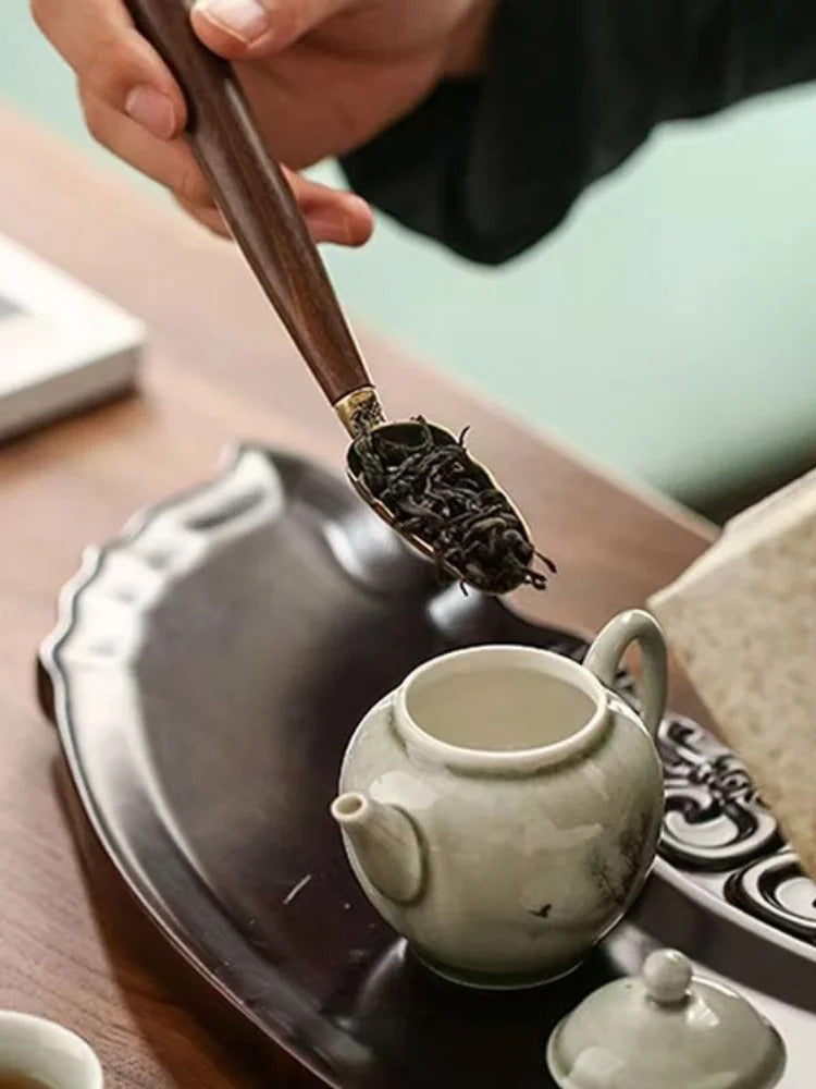 1pcs Tea Spoon Ebony Teaspoon Solid Wood Retro Creative Tea Shovel KongFu Tea Ceremony Accessories Gift