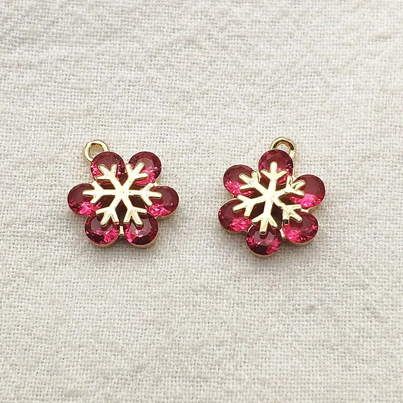 New Arrival! 15x12mm 50pcs Cubic Zirconia Snowflake Charm For Handmade Christmas Jewelry Earring Necklace Parts DIY Accessories