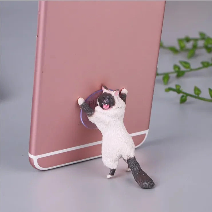Cute Cat Phone Holder Tablets Desk Sucker Support Resin Mobile Phone Stand Holder Sucker Design Animal Holder for Smartphone
