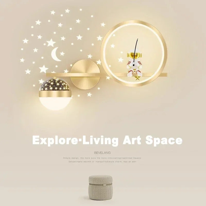 Children's Room Bedside Creative Astronaut LED Wall Lamp Night Light Space Decor Living Room Bedroom Background Wall Lighting