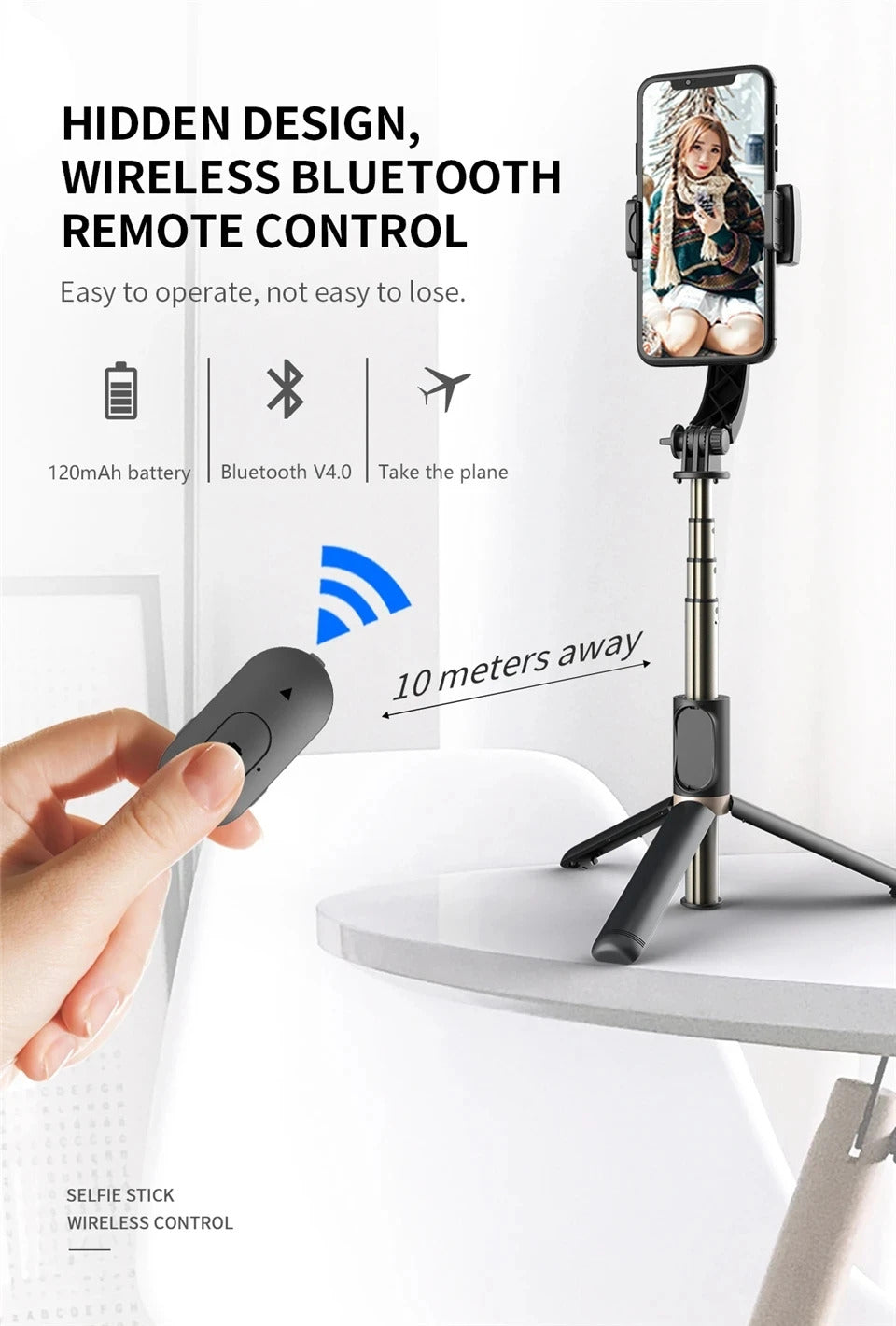 FANGTUOSI 2025 new Selfie Stick Stand Mobile Phone with microphone Support Wireless Gimbal Stabilizer For iPhone Android Holder