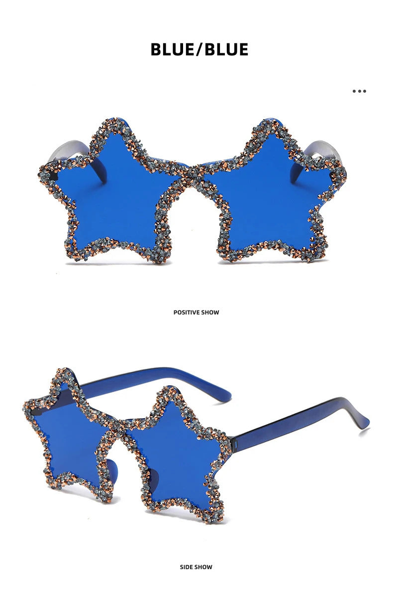 Luxury Diamond Star Shape Sunglasses Women Trends Rhinestone Shiny Sun Glasses Ladies Punk Rimless Style Eyewear gafas de sol