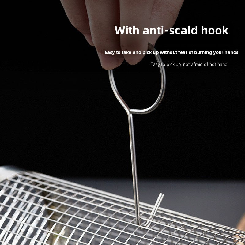 Stainless Steel BBQ Grill Net Tube Outdoor BBQ Cage Rolling BBQ Tube Cylindrical BBQ Net Meat Roasting Cylinder