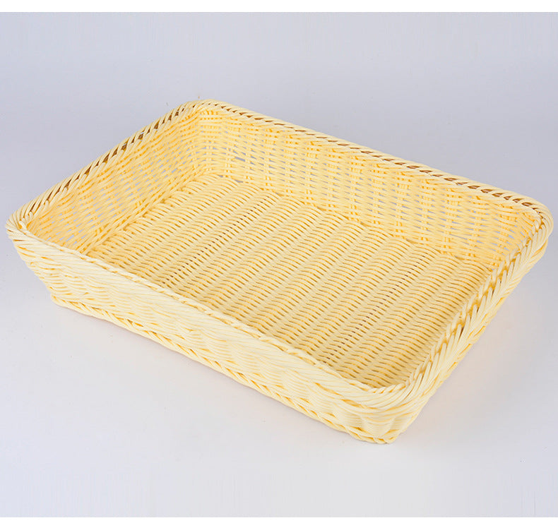 ✅Fruit Basket Bread Basket Supermarket Hotel Display Basket Display Basket Handmade Storage Basket Rattan Woven Basket Imitation Rattan Weaving