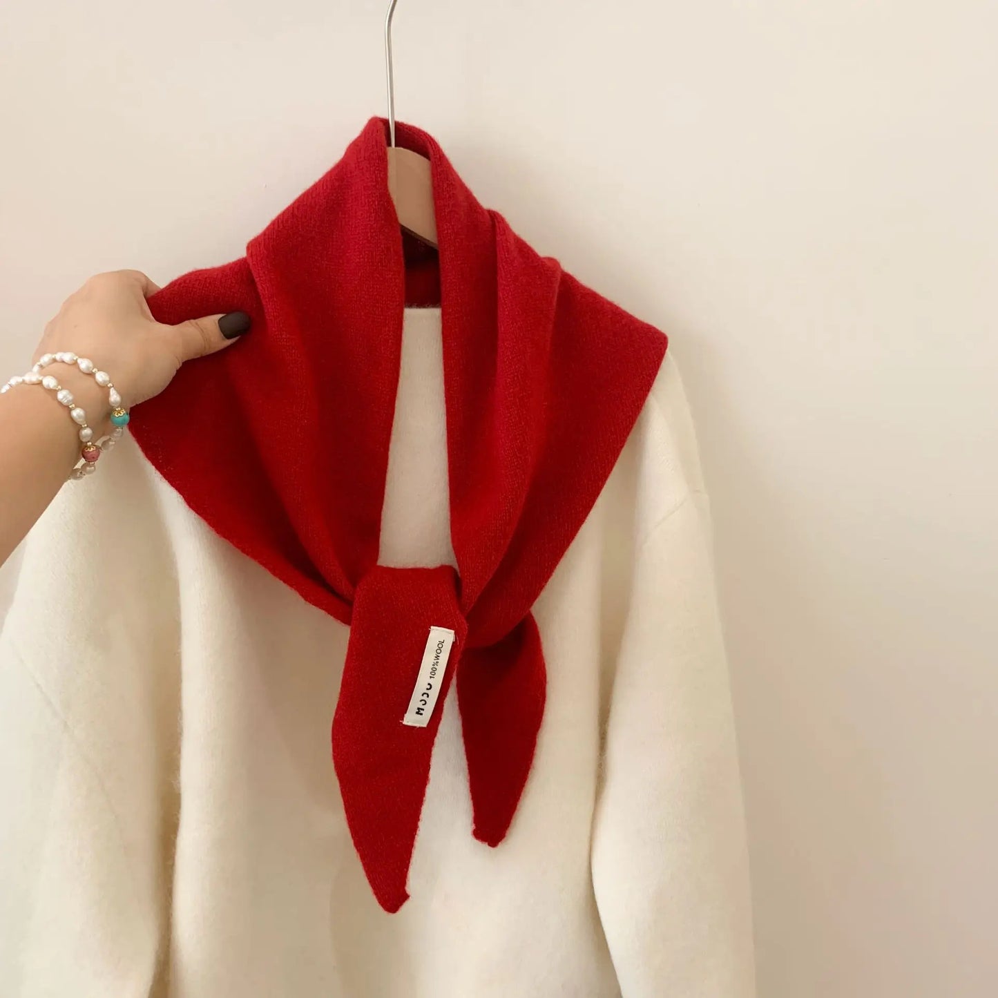 British Korean Triangle Scarf  Niche Wool  Triangular Scarf Women Headscarf Knitted Scarf Multi-functional Warm Knitted Scarf