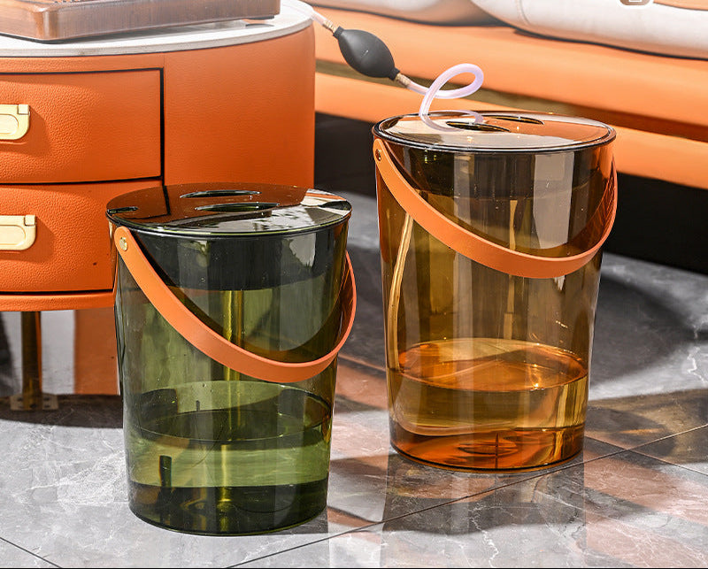 Tea Bucket Office Large Capacity with Strainer Dry Wet Separation Household Table round Portable Transparent Tea Residue Barrel