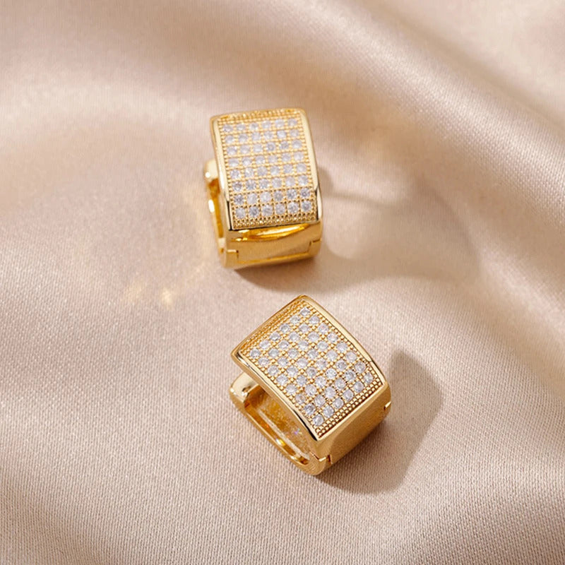 Goth Cubic Zircon Square Hoop Earrings for Women Gold Color Stainless Steel Earrings 2022 Trend Piercing Jewelry Gifts