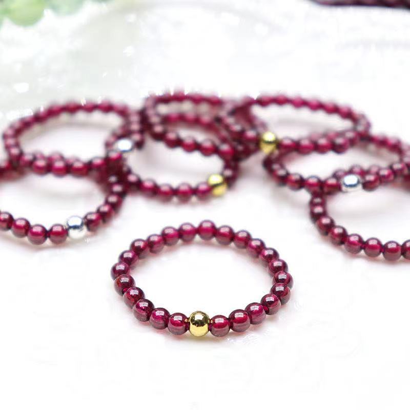 Natural Tourmaline Green Pine Garnet Small Particle Ring Ins Fashion Ring Ring Special Fine Finger Ring Bracelet