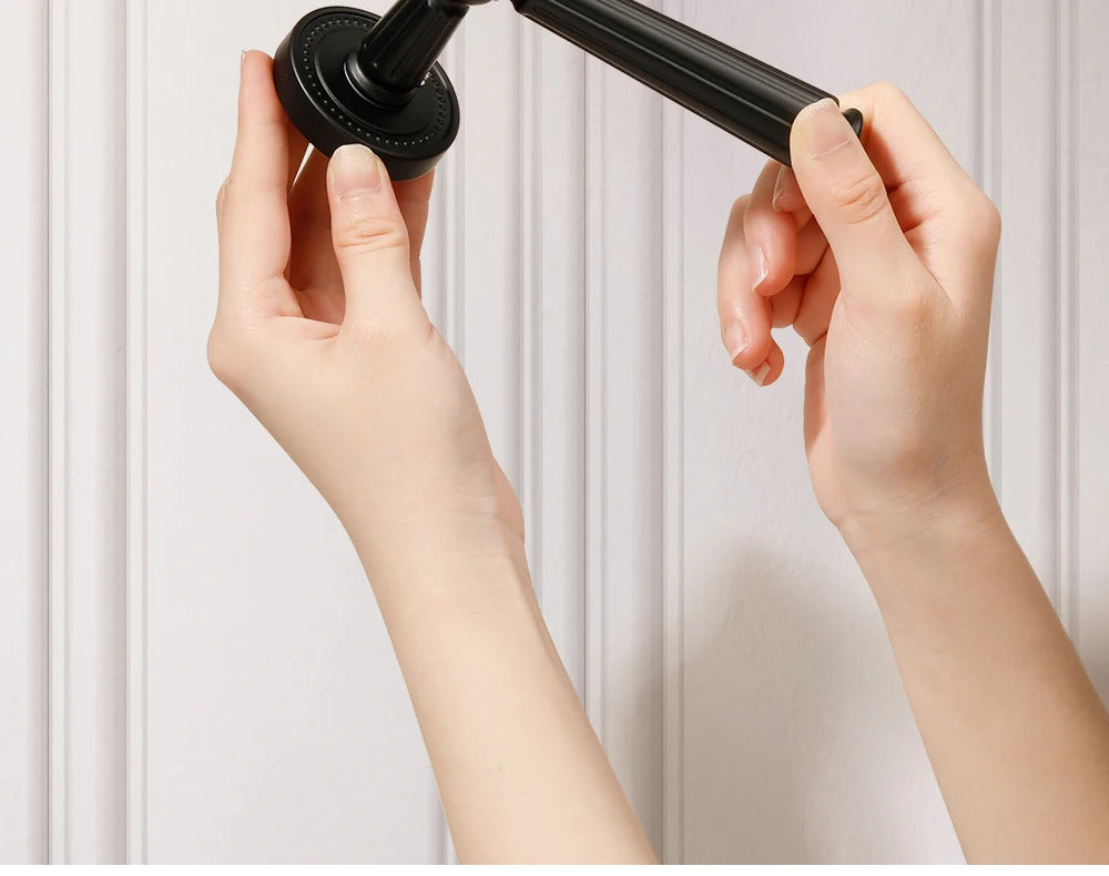Black French interior bedroom handle lock, household wooden door lock, bathroom and room split lock