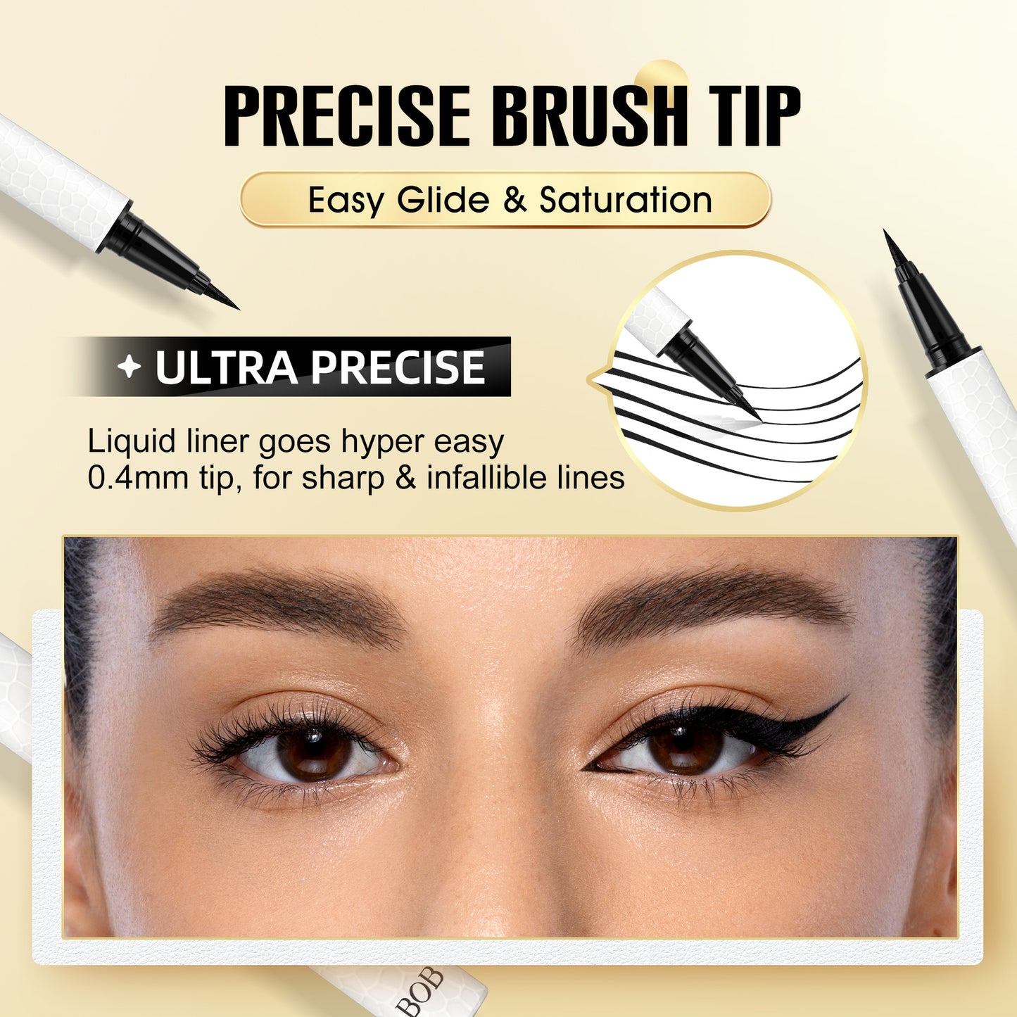 Cross-Border Exclusive BOB Lambskin Silky Eyeliner Pen Waterproof Smudge-Proof Long-Lasting Ultra-Fine Quick-Dry Eyeliner Makeup